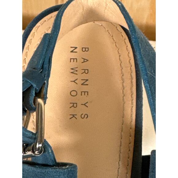 Barneys New York Women's Platform Chunky Heels-Blue Suede Leather Size 9 - Picture 5 of 11